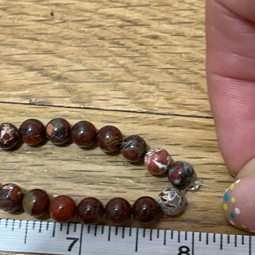 Natural Poppy Jasper Loose Round Beads Red Brown Brecciated Gemstone 2 Strands